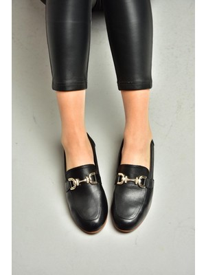 Fox Shoes S944037903 Siyah  Deri Kadın Babet