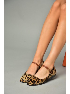 Fox Shoes S726252502 Leopar Süet Kadın Babet