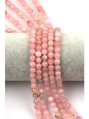 Alibaba Doğaltaş Madagaskar Pembe Kuvars Doğal Taş Dizi 6 mm Fasetli Küre Kesim