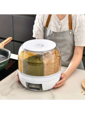 Tekno Trust Styles Gıda ve Bakliyat, Saklama Kabı, 6 Gözlü, Bakliyat Organizeri 360 Derece Dönebilen Tasarım