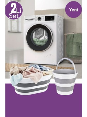 Tekno Trust Plastik Katlanır Çamaşır Sepeti - Katlanır Kova 45 x 45 20 L Beyaz