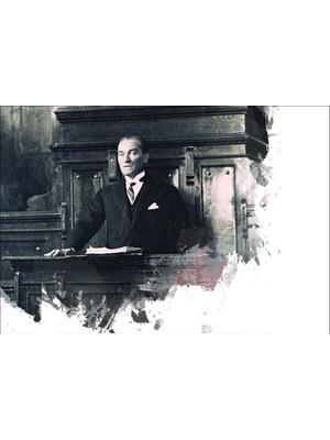 Movas Sanat Atatürk Kürsüde | Elmas Mozaik Tablo | Mozaik Puzzle  | 50x35 | E20202552M