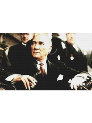 Movas Sanat Protokolde Atatürk | Elmas Mozaik Tablo | Mozaik Puzzle  | 50x35 | E20202565M