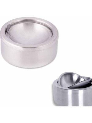 Astera Çelik Hazneli Basmalı Küllük - Bahçe Tipi Kül Tablası - Mandallı Küllük - 12 cm Çap