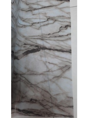 Polset Mermer Desenli Şeffaf Masa  Örtüsü 80 cm x 190 cm