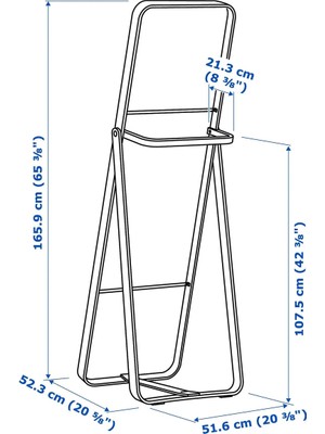 IKEA Modern Ikornnes Dişbudak 52X167 cm Ayaklı Boy Aynası