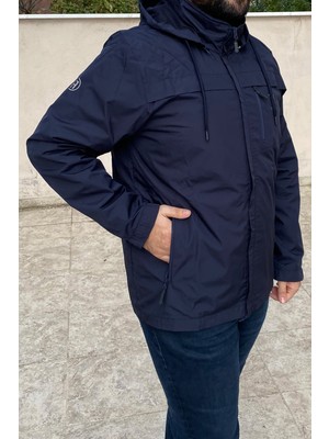 Remsa Spor Büyük Beden Erkek Kapüşonlu Rüzgar Geçirmez Cep Detaylı Içi Fileli Yağmurluk Laci Remsa Spor TH901
