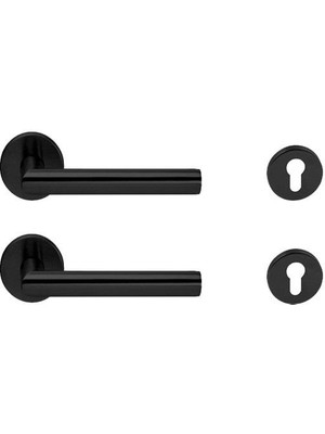 Dizaynaks Hafele Werner-M Mat Siyah Rozetli Kapı Kolu - Barelli Tipi