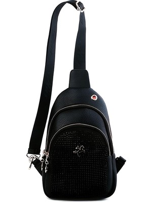 Nas Bag Yeni Sezon Kadın Çapraz Body Bag Çanta Taşlı Siyah