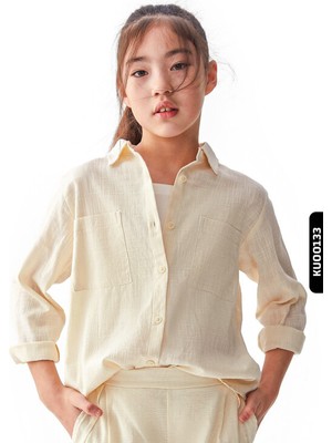 Nk Kids Sivri Yakalı Dümeli Çift Cepli Kız Çocuk Gömlek 8-14 Yaş 36373