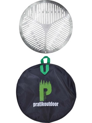 Pratikoutdoor Yuvarlak Paslanmaz Çelikten Izgara ve Taşıma Çantası