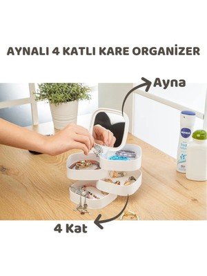 Ny Home Aynalı 4 Katlı Kare Organizer