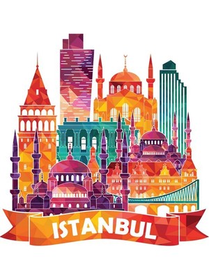 Movas Sanat Renkli İstanbul Silüeti | Elmas Mozaik Tablo | Mozaik Puzzle  | 50x55 | E20202326M