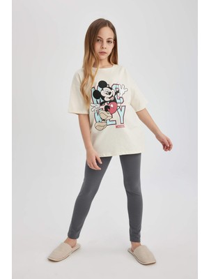 DeFacto Kız Çocuk Disney Mickey & Minnie Oversize Fit Kısa Kollu Pijama Takımı C1957A824SP