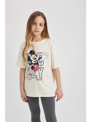 DeFacto Kız Çocuk Disney Mickey & Minnie Oversize Fit Kısa Kollu Pijama Takımı C1957A824SP