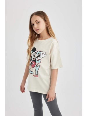 DeFacto Kız Çocuk Disney Mickey & Minnie Oversize Fit Kısa Kollu Pijama Takımı C1957A824SP