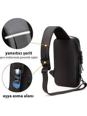 Newish Polo Uziko Çapraz Sırt Çantası-Body Bag USB ve Kulaklık Çıkışlı