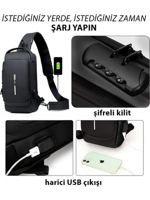 Newish Polo Uziko Çapraz Sırt Çantası-Body Bag USB ve Kulaklık Çıkışlı