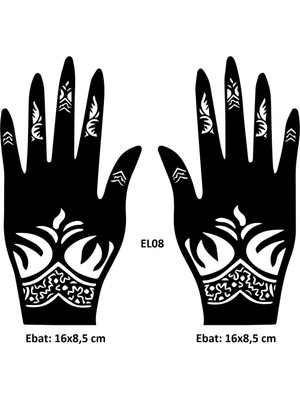 Airbrush Tattoo Tribal Yapraklar El Üstü 2 Adet Kına Kalıbı Kınasız Sadece Desen