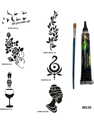 Airbrush Tattoo Zarif Kadınlar Hint Kınasıyla Geçici Dövme Yapma Seti