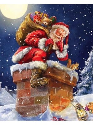 Movas Sanat Bacadan Gizlice Giren Noel Baba | Elmas Mozaik Tablo | Mozaik Puzzle  | 50x40 | E20203767