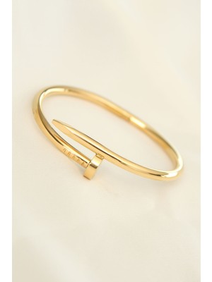 Fy Butik Çelik Gold Renk Çivi Model Bileklik