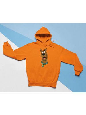 Swozz Scooby Doo Baskılı Turuncu Kalın Kumaş Unisex Sweatshirt Hoodie