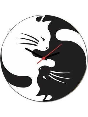 Lemur Ticaret Ying-Yang Duvar Saati Kedi