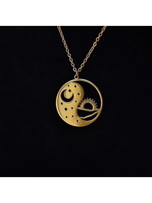 N!da Jewelry 925 Ayar Gümüş Güneş Ay Yin Yang Kolye