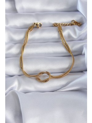 Fy Butik 316L Çelik Gold Renk Düğüm Model Kadın Bileklik