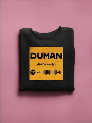 Swozz Duman Darmaduman Qr Kod Baskılı Pamuklu Oversize Unisex Siyah Sweatshirt