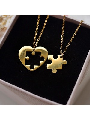 N!da Jewelry 925 Ayar Gümüş Çift Puzzle Kolye