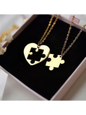 N!da Jewelry 925 Ayar Gümüş Çift Puzzle Kolye