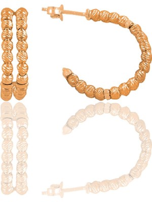 Söğütlü Silver Gümüş Rose Çift Sıra Dorica Toplu Halka Küpe SGTL12413ROSE