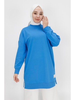 Puane 30644 Iki Ip Kumaş Basic Tunik Sweatshirt