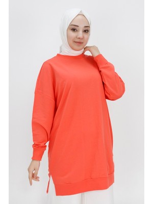 Puane 30644 Iki Ip Kumaş Basic Tunik Sweatshirt