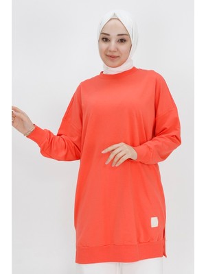 Puane 30644 Iki Ip Kumaş Basic Tunik Sweatshirt