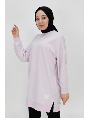 Puane 30644 Iki Ip Kumaş Basic Tunik Sweatshirt