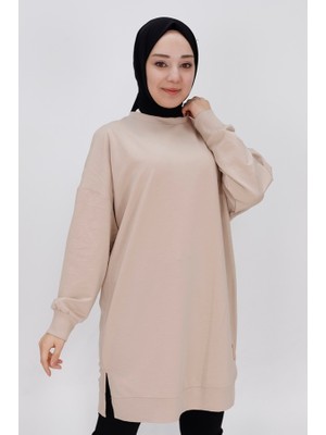 Puane 30644 Iki Ip Kumaş Basic Tunik Sweatshirt