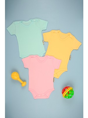 Bebe Tospik 3'lü Pamuklu Kısa Kol Çıtçıt Body Zıbın