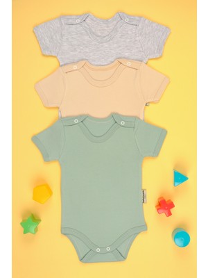 Bebe Tospik 3'lü Pamuklu Kısa Kol Çıtçıt Body Zıbın