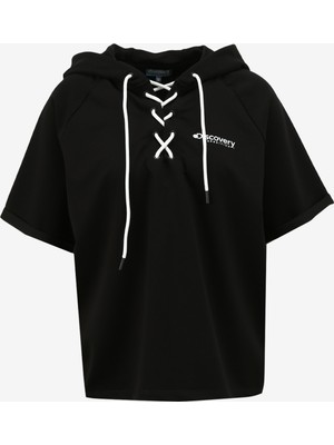 Discovery Expedition Siyah Kadın Kapüşon Yaka T-Shirt D4SL-TST3045