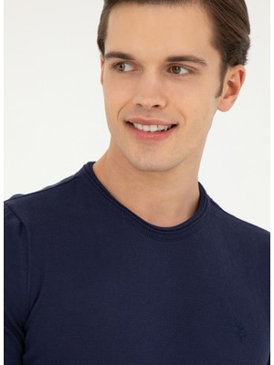 U.S. Polo Assn. Bisiklet Yaka Slim Fit Lacivert Erkek Forla Kazak-IY24