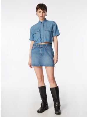 Lee Cooper Normal Bel Mavi Kadın Mini Etek 242 Lcf 126003 Morcella Denım