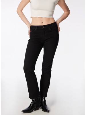 Lee Cooper Geniş Paça Straight Koyu Siyah Kadın Denim Pantolon 242 Lcf 121010 Susıe Easter Black