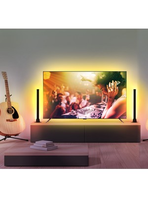 Shine In Home CSG90B, (20-57" Tvler) HDMI Bağlantılı Görüntü ve Ortam Sesi ile Senkronize Tv Arkası Rgbıc LED Işıklandırma Seti (+2 Adet Dekoratif LED Bar) , HDMI Sync Box Pro Set