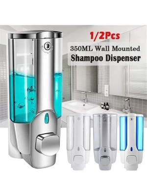 Papajack 2 Kafa Gümüş-1/2 Adet 350ML Duvara Monte Şampuanlık Sabun Temizleyici Banyo Duş Jeli Deterjan Losyon Pompası Eylem El ve Ev Için (Yurt Dışından)