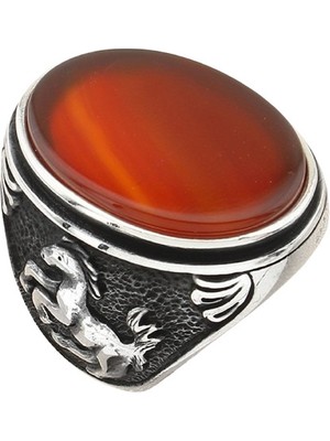 Taja Erkek Yüzük Gümüş 925 Şaha Kalkmış At Figürlü