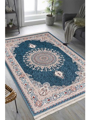 Efor Halı Amasra Mavi Halı Yumuşak Oturma Odası Salon Çocuk Odası Mutfak Halısı P256d 150 x 230