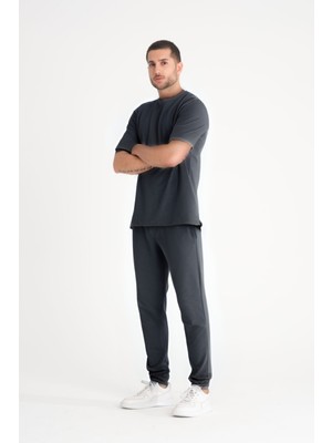 Yakamel Erkek Füme Penye Pijama Takımı